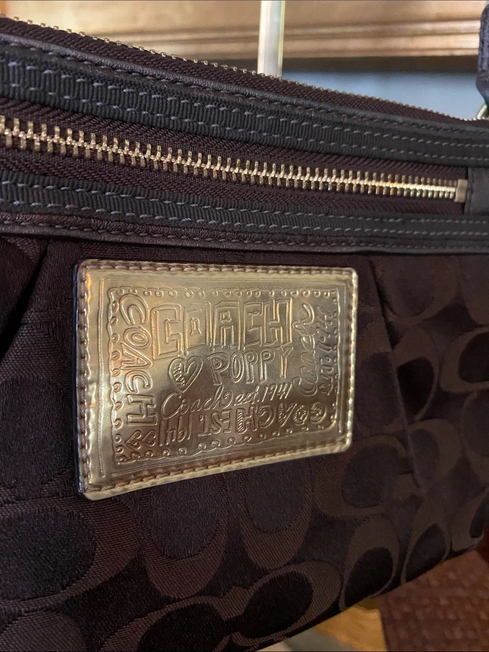 COACH Poppy Brown and Gold Mini Bag w/ Double Hangtags